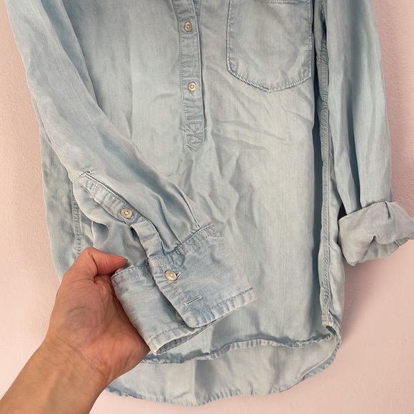 Blue half Button Up - Picture 3 of 7